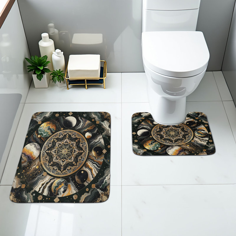  Ensemble de tapis pour salle de bain Boho 2 pièces