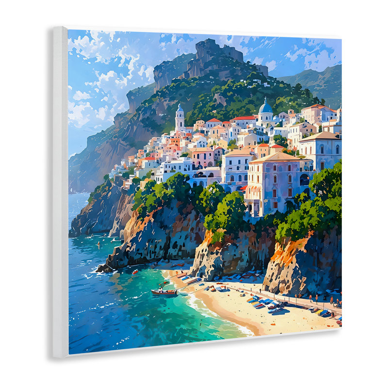 Plaque murale vue sur la plage de Seaside Town, design par LSR Creative Studio