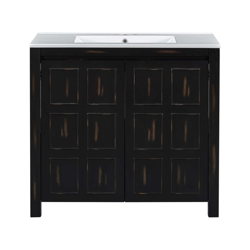 Ensemble de meuble-lavabo 72 po avec lavabos doubles (séparés), lavabos doubles en céramique, portes à fermeture en douceur et tablette réglable - Armoire de rangement rétro pour une organisation de salle de bain élégante