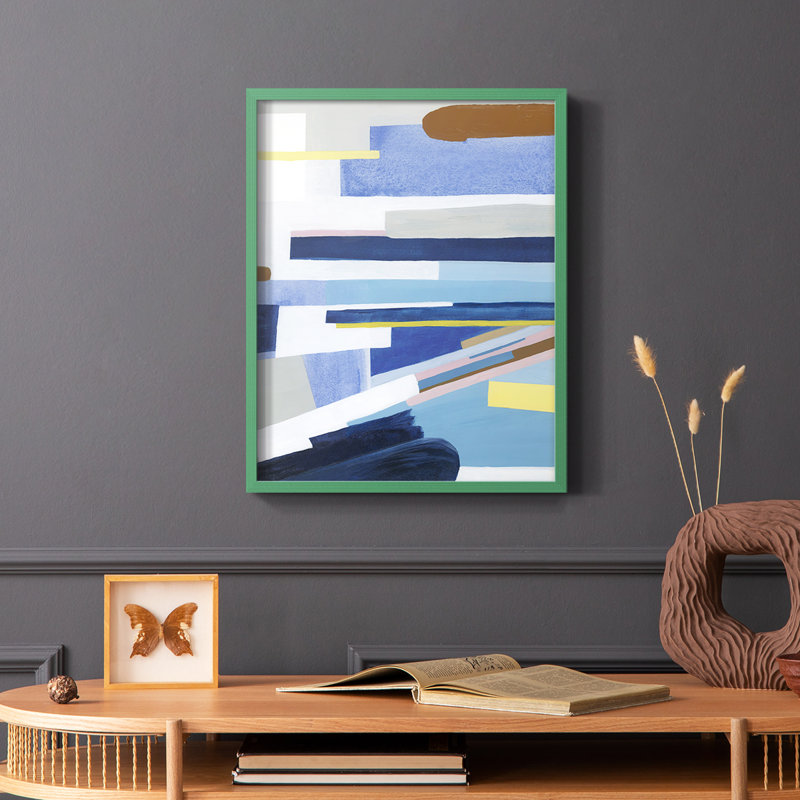 «Passing Cars I», reproduction encadrée - bois massif, Cadre simple vert, H 10 po x l 8 po