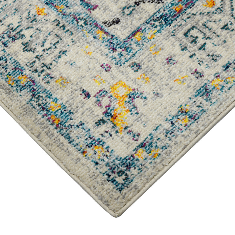Uptown Bohemian Ivory & Yellow 8'10"x11'10" Synthetic Area Rug