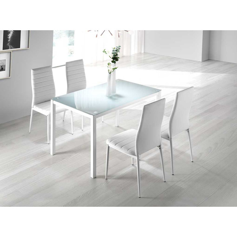 Gianelly Glass Top Metal Base Dining Table