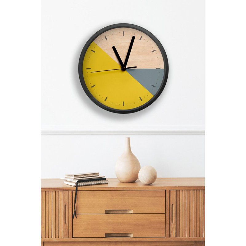 Horloge décorative en panneau de fibres à densité moyenne, Jaune