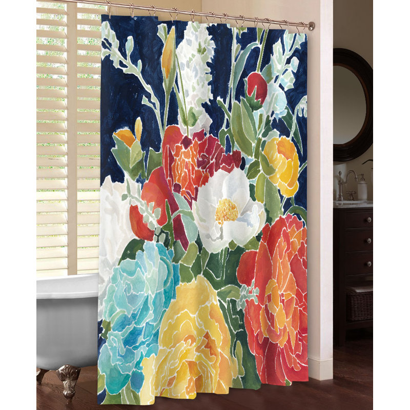 Rideau de douche simple minuit fleurs Cardone