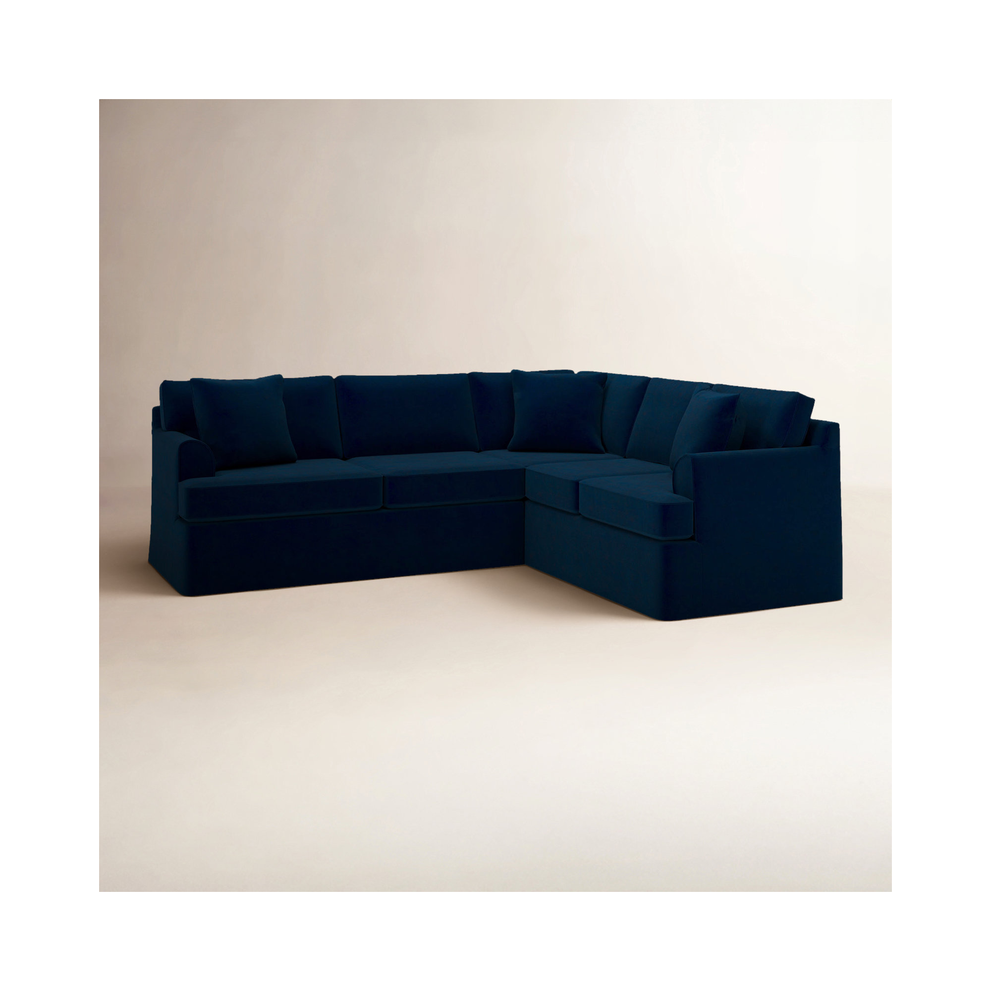 Conradina 2-Piece Slipcovered Sectional, Bella Ink Blue Performance Velvet, Right Hand Facing