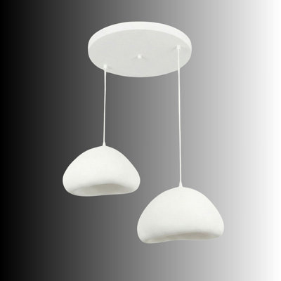 Lustre réglable élégant, structure en métal blanc | Capuchon en fibre de verre, hauteur: 21,7 - 45,3 pouces | 2 x douilles E27, 40 W maximum, parfaites pour le salon et la salle à manger