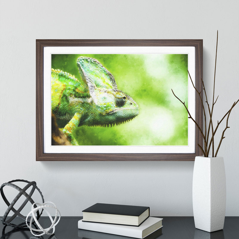 Chameleon Lizard Vol.1 - Picture Frame Painting, 36cm H x 48cm W x 2cm D, Walnut Framed