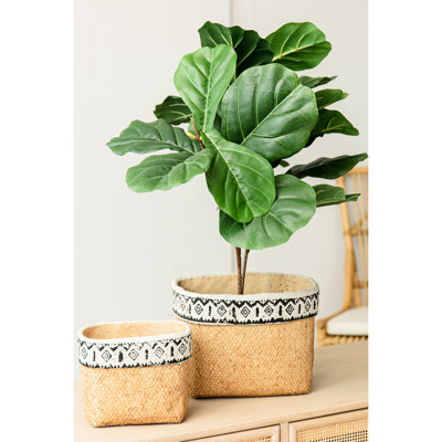 De 2 pots à fleurs rectangulaires multicolores à garniture géométrique en ciment pour l'intérieur et l'extérieur