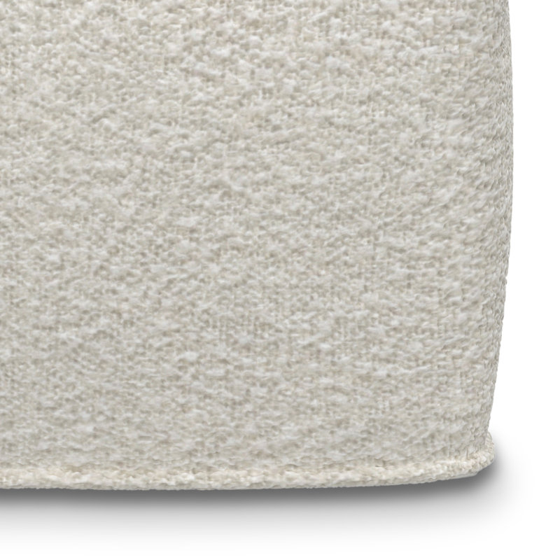 Ivory Boucle Square Pouf with Polystyrene Filling