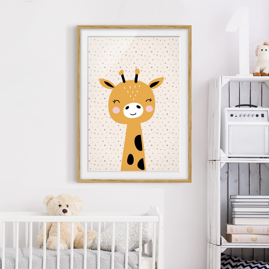 Gerahmtes Papierbild Baby Giraffe