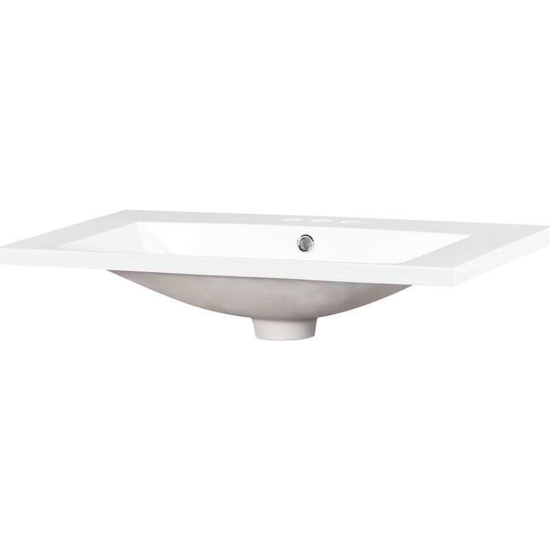 30" Bathroom Basin Sink Vanity Top. Resin Crafted, Solid And Dependable. 3 Faucet Holes. Smooth Surface For Quick Easy Cleaning. Fits 30-Inch Cabinets. White. 28.41 Lb. 18.21 In. W X 6.72 H Material,