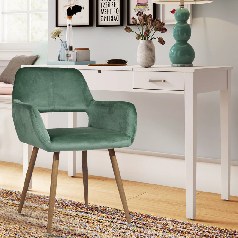 George Oliver Lesko Velvet Task Chair, Light Green