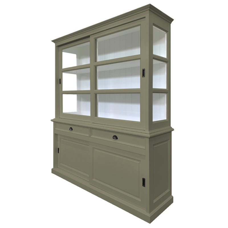 Baya 188 cm W Display Cabinet, Olive Grey