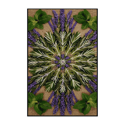 Tapis botanique brun lavable à la machine