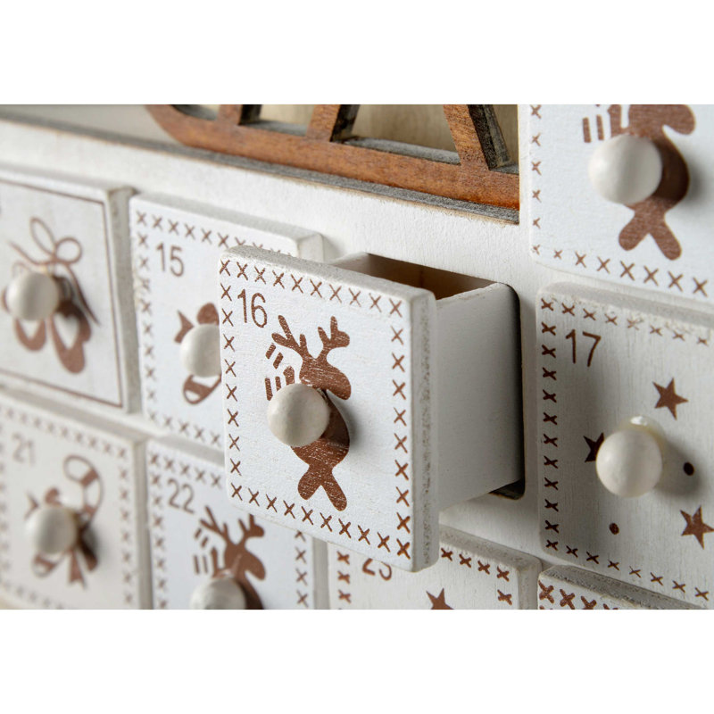 Santa House Advent Calendar, White/Brown