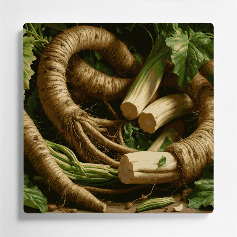 Légumes, art mural brun en métal Yuca, H 16 po x l 16 po