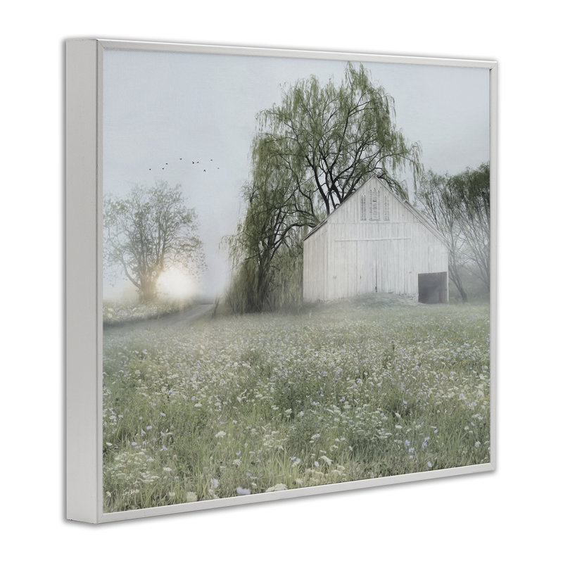 Drooping Trees Meadow Giclee Art by Lux + Me Designs, Coastal White Framed Giclee, 16" H x 20" W