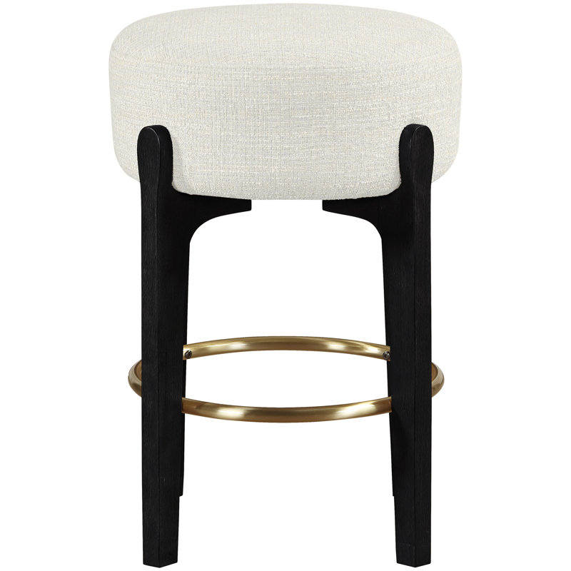 Tabouret de comptoir rembourré en tissu Maud, Siège crème / cadre noir