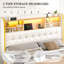 Bed Frame with Bookcase Storage Headboard and 2 Drawers Upholstered Tufted Wingback Beds-114358176-114358178