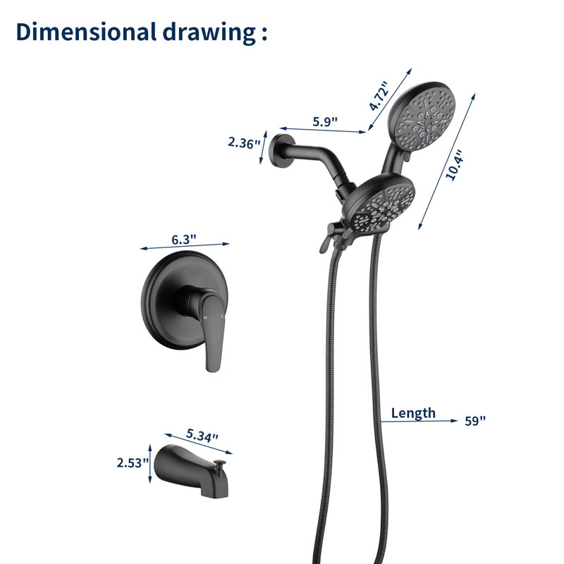 All-In-One Kit with Rough in-Valve, Matte Black