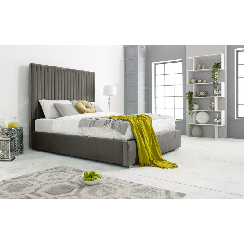 Akerra Upholstered Bed, Single (3'), Grey