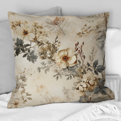 Coussin décoratif rétro à imprimé floral beige Countryhome Vintage III