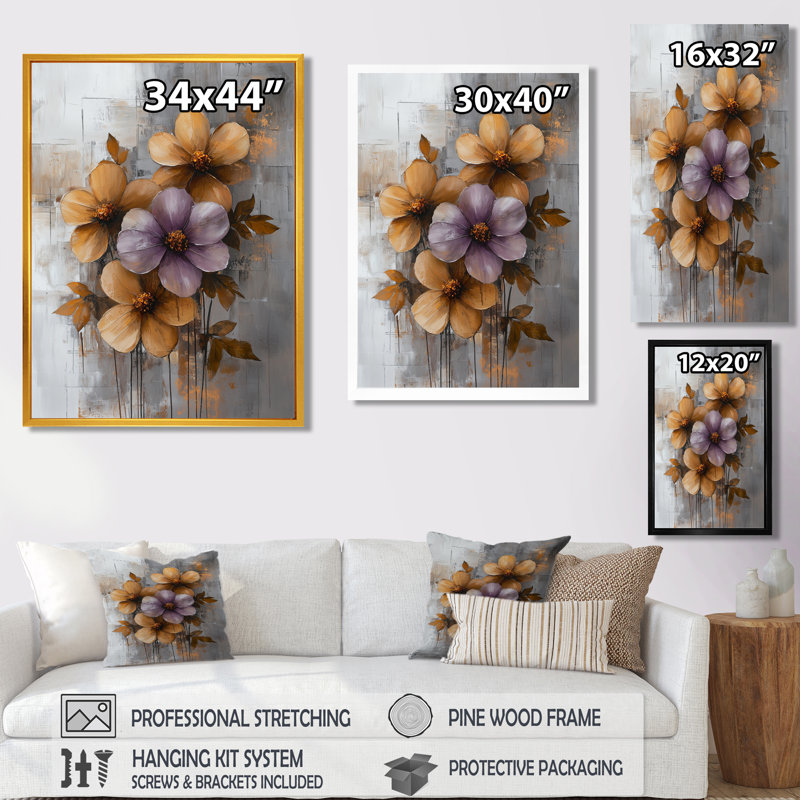 Groveport - Floral Canvas Prints, Black, 20" H x 12" W, Single Picture Framed Print
