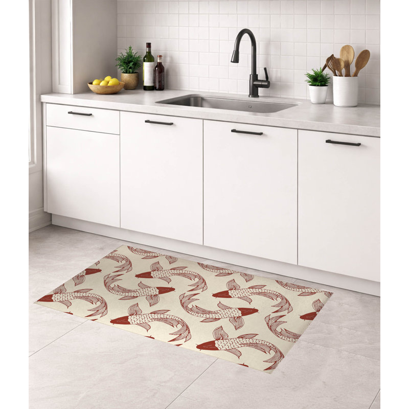Tapis de cuisine Koi, Brique d'argile, Rectangle 5 pi x 7 pi