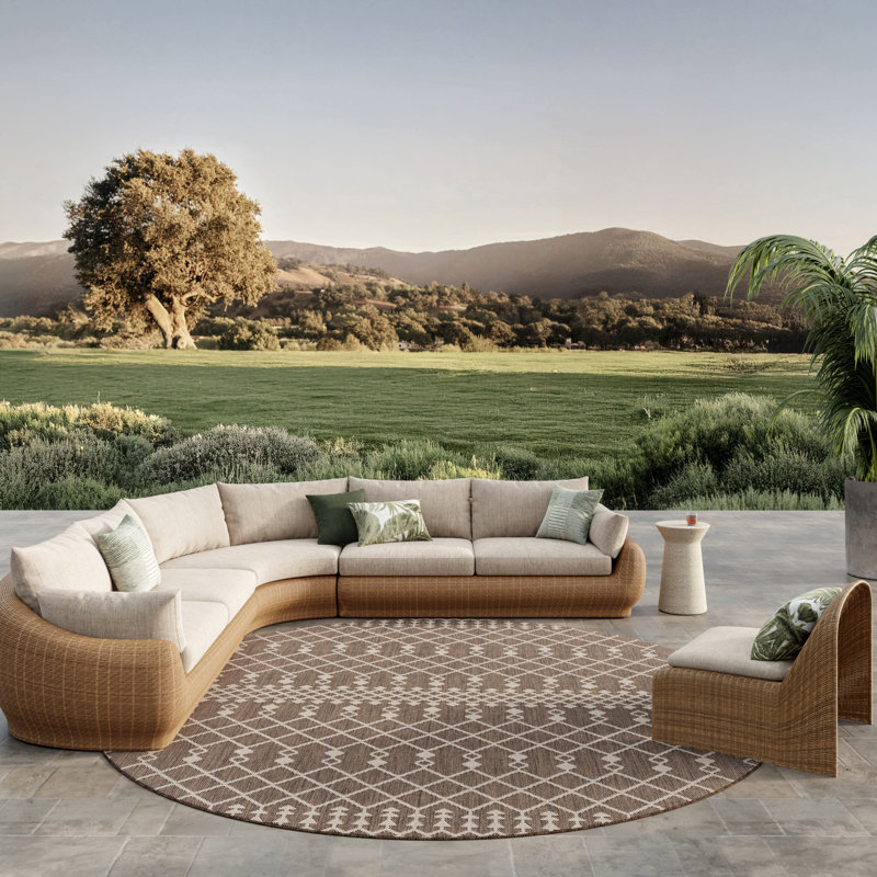 Tapis naturel moderne rond 12 pi x Nourison Positano, Natural, Round 12'