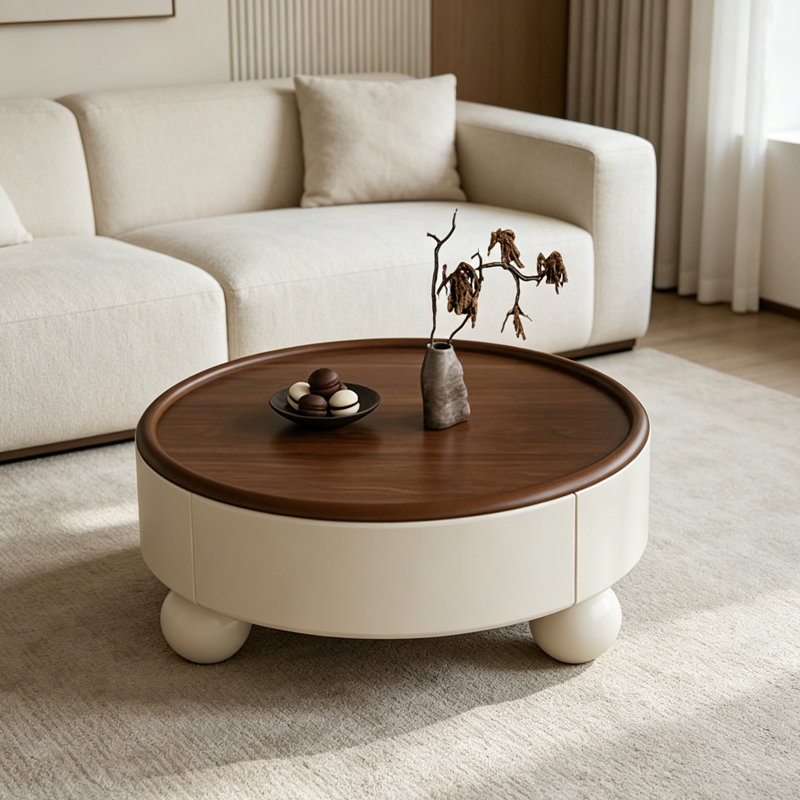Table basse ronde de style médiéval