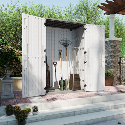 64 Cu.Ft Vertical Storage Sheds Outdoor Waterproof with Floor