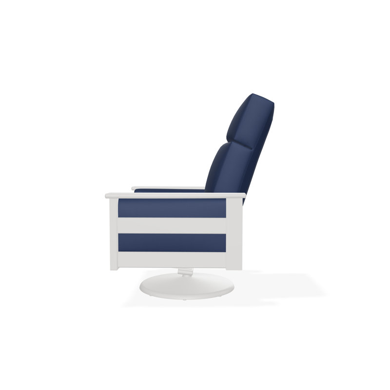 Leeward Polymer Outdoor Lounge Chair, Snow, Canvas Navy Sunbrella® Canvas
