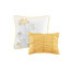 Très grand lit / très grand lit en seersucker, jaune, 100%, imprimé floral gris et jaune, édredon compressé, impression moderne à nettoyer-116011801