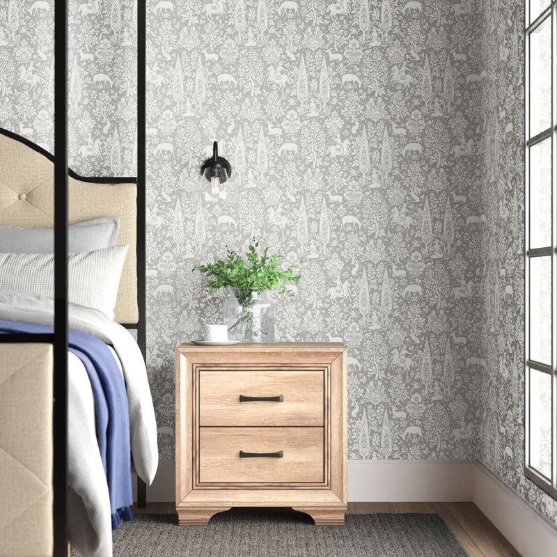 Rouleau de papier peint L 33 pi x l 20,5 po Zimmer Woodland, Gris clair