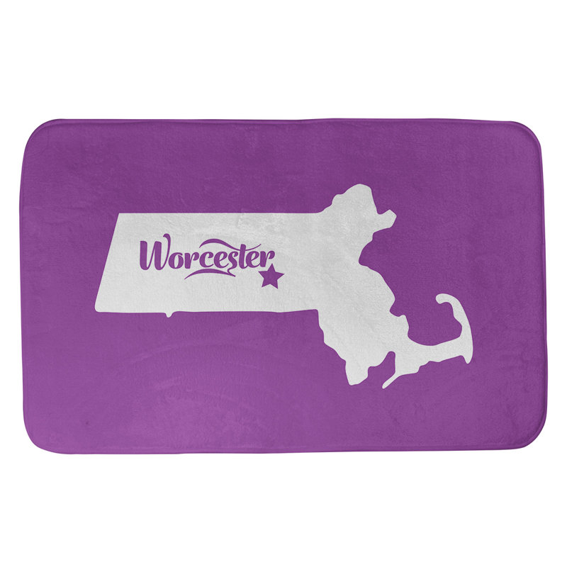 Tapis rectangulaire antidérapant pour salle de bain, L 17 po x L 21 po, Violet, Worcester, Massachusetts
