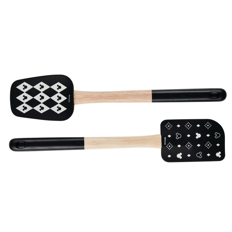 Disney Monochrome Silicone Spatula and Spoonula Set with Parawood Handles