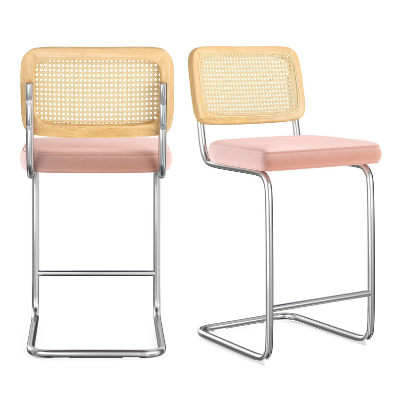 Tabouret Baumgartner, Argenté, Rose, Tabouret de comptoir (siège d'une hauteur de 26 p