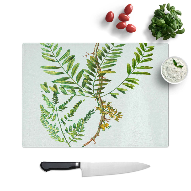 Glass Honey Locust Branch by Pierre-Joseph Redoute Chopping Board, 39 cm W x 28.5 cm L
