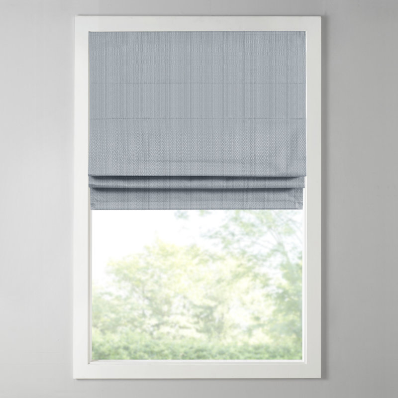 Store romain Galen bleu à motif vannerie, sans cordon, occultant, simple, 99 x 163 cm (39 x 64 po)., Bleu lustré