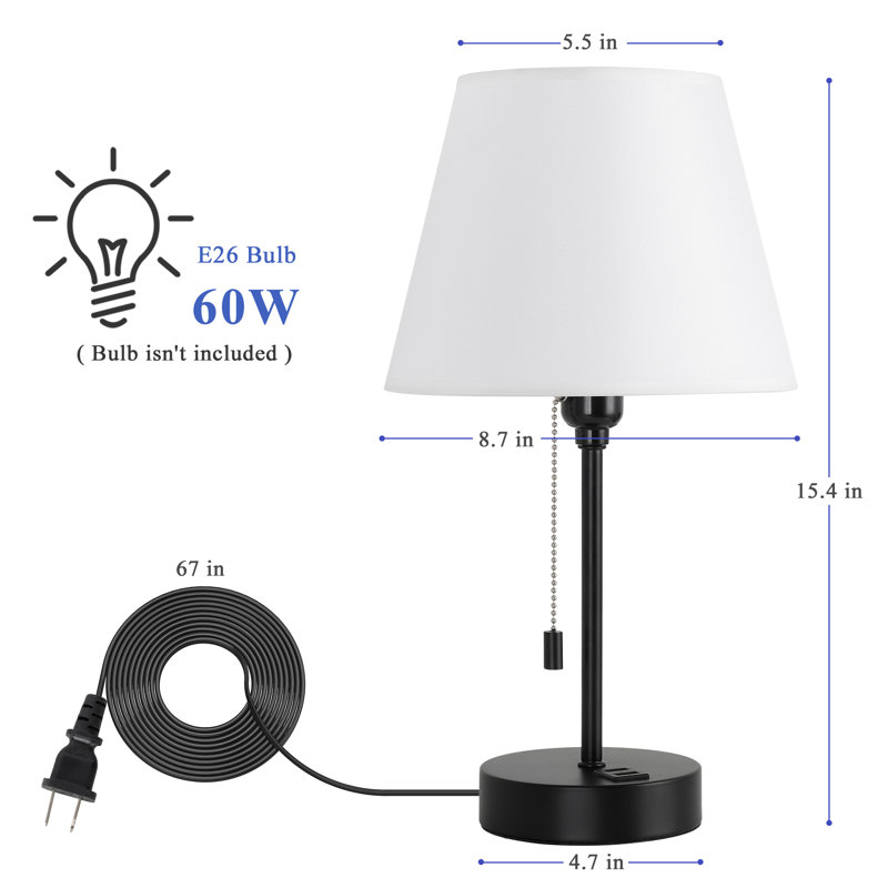 Badamo Metal USB Table Lamp, Beige