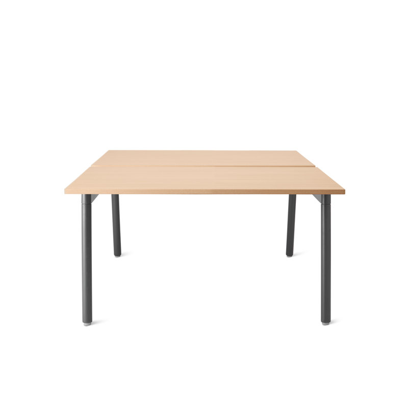 Series A Double Desk, 29" H x 56" W x 47" D, Charcoal/Natural Oak