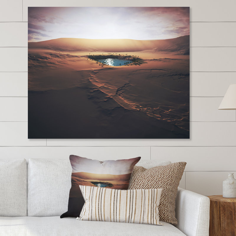 «Small Oasis Middle Sandy Desert», art mural sur toile traditionnel, H 8 po x l 12 po x P 1 po, Toile tendue