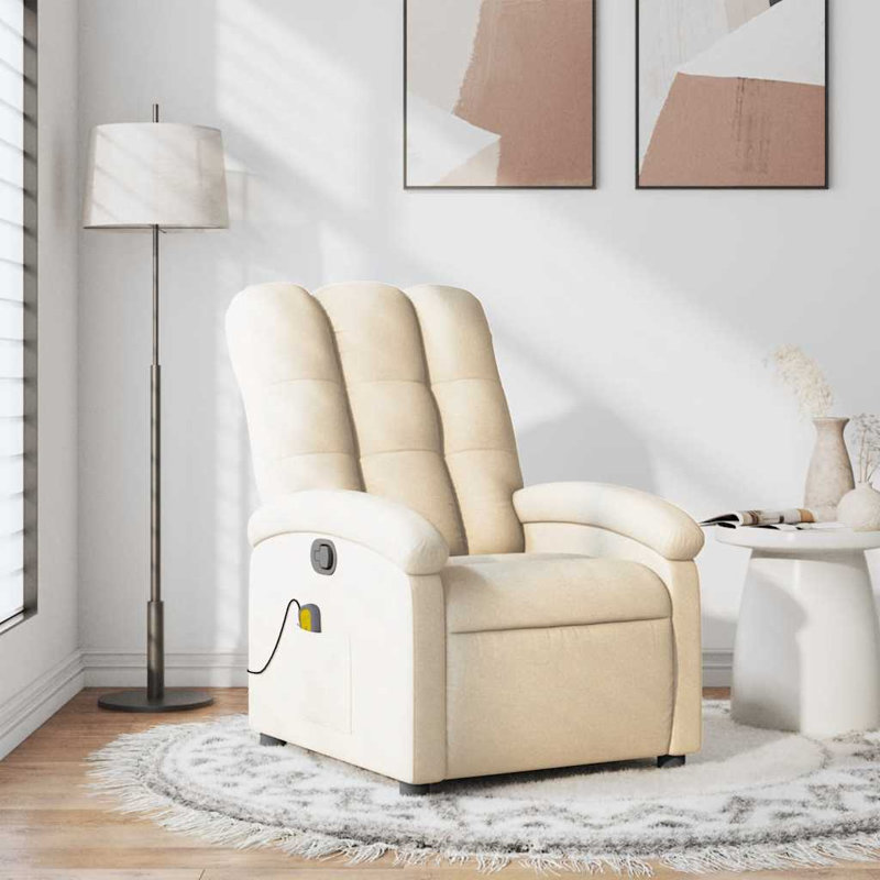 Fauteuil de massage inclinable 100% polyester, Crème