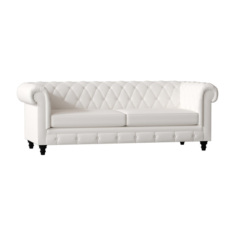 Canapé Chesterfield à accoudoirs roulés, Blanc Klein, Standard, Noir