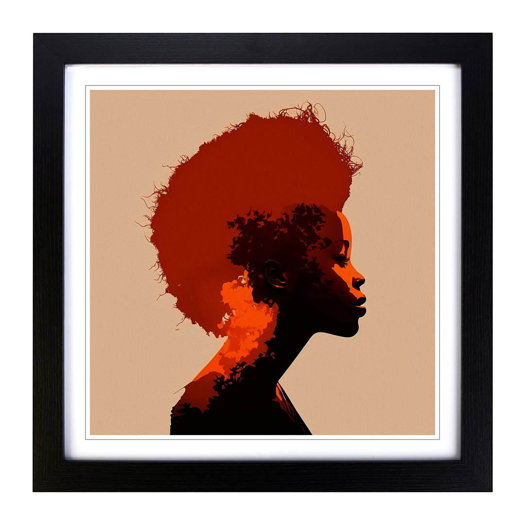 Woman with Affro Silhouette - Framed Print
