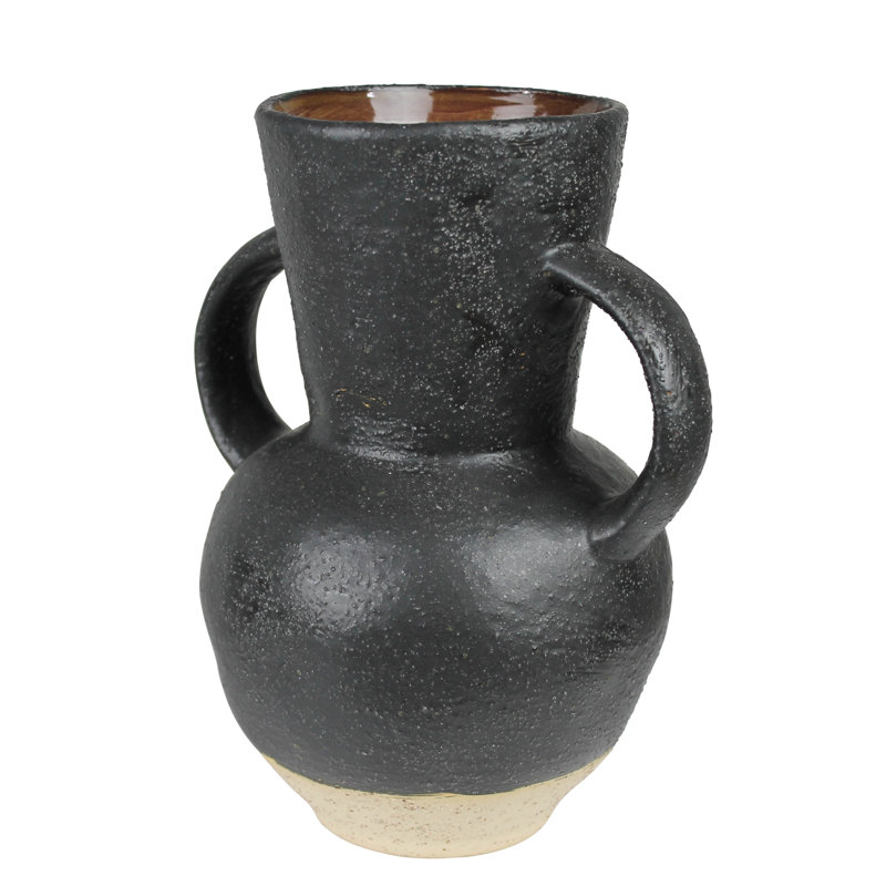 Vase Umbria avec grandes poignées, céramique, noir