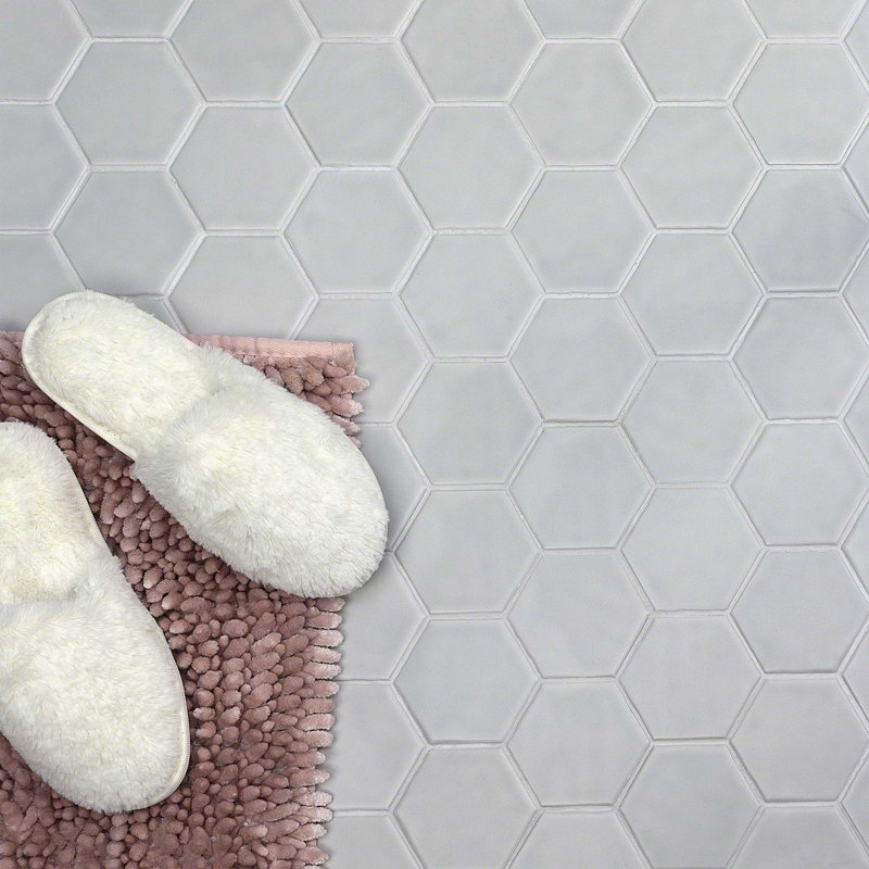 Meadowmere 3" Hexagon Matte Ceramic Tile, Cement Gray