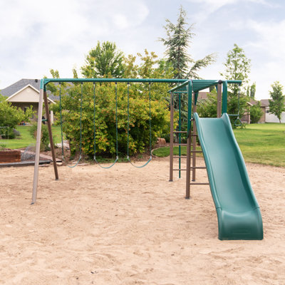 Lifetime Powder Coated Steel Swing Set with 4 Swing(s) , 1 Slide(s)
