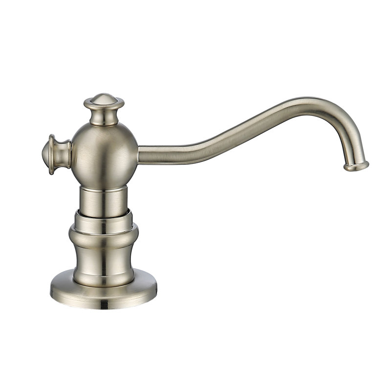 Whitehaus 5" deck mount solid brass kitchen soap and lotion dispenser, Brushed Nickel
