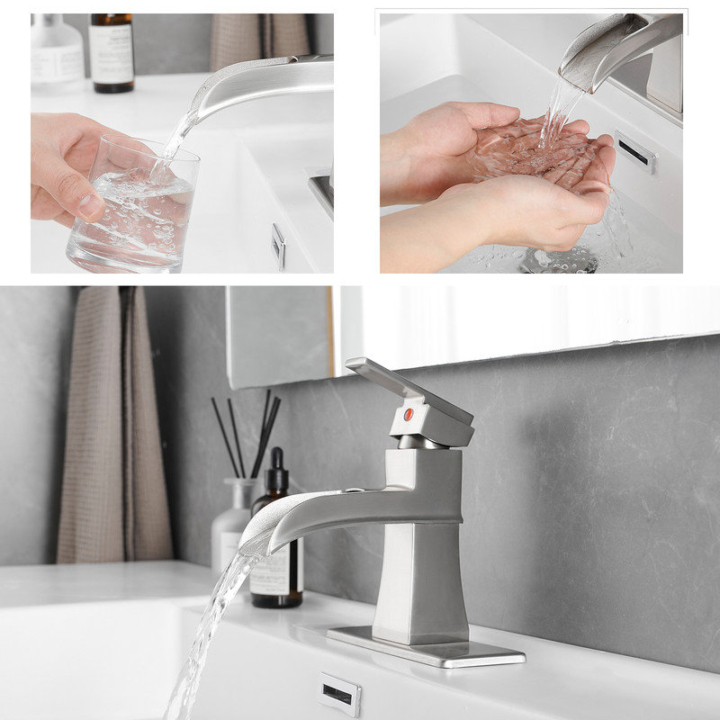 Robinet d'évier avec bonde escamotable, Nickel brossé